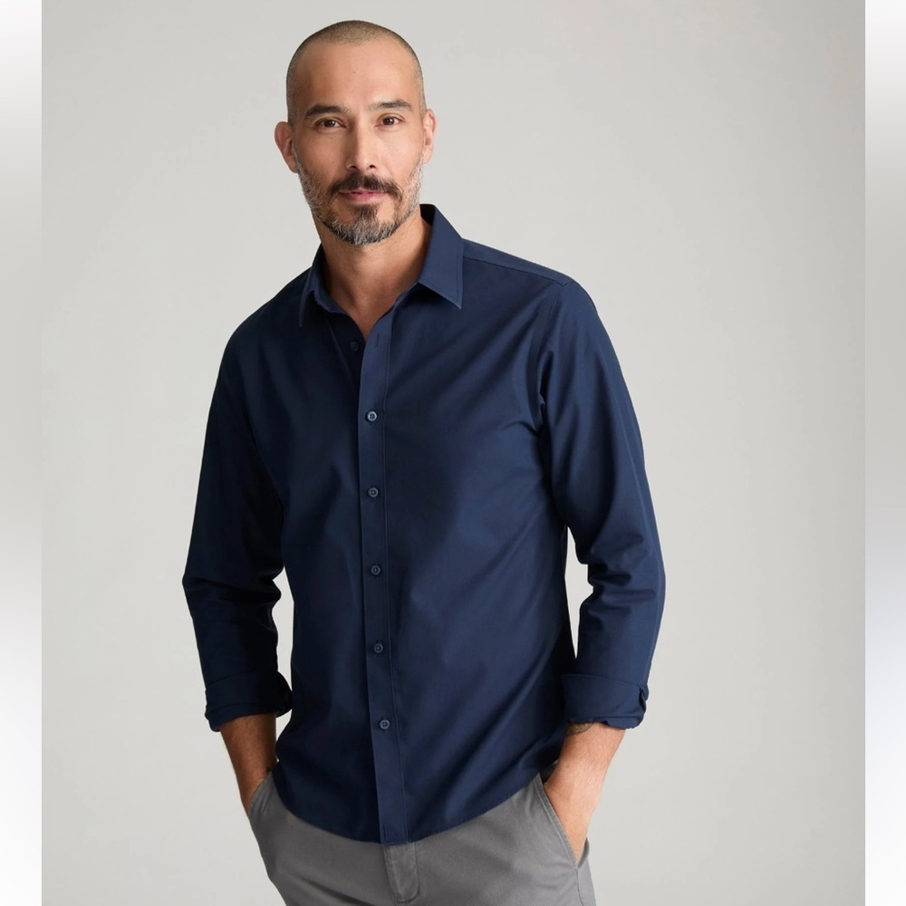 Tom Blaine Large Men's Deep Blue Button Down Shirt